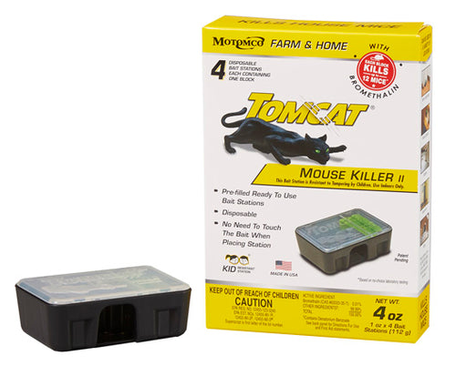 Tomcat Pre-Filled Disposable Mouse Bait Station - 4 Pack