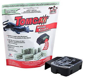 Tomcat Refillable Mouse Bait Station With 8 Bait Refill Blocks